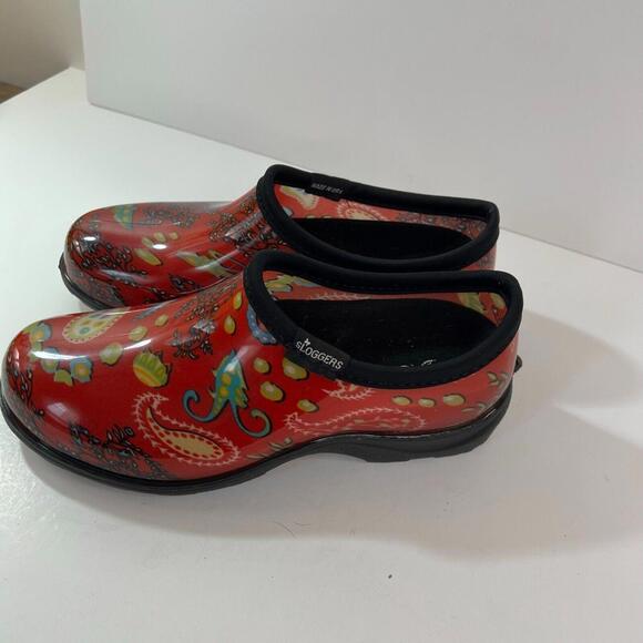 Sloggers Womens Rain Garden Shoes Size 7 Red Rubber Booties For Mud and Water - Picture 2 of 7